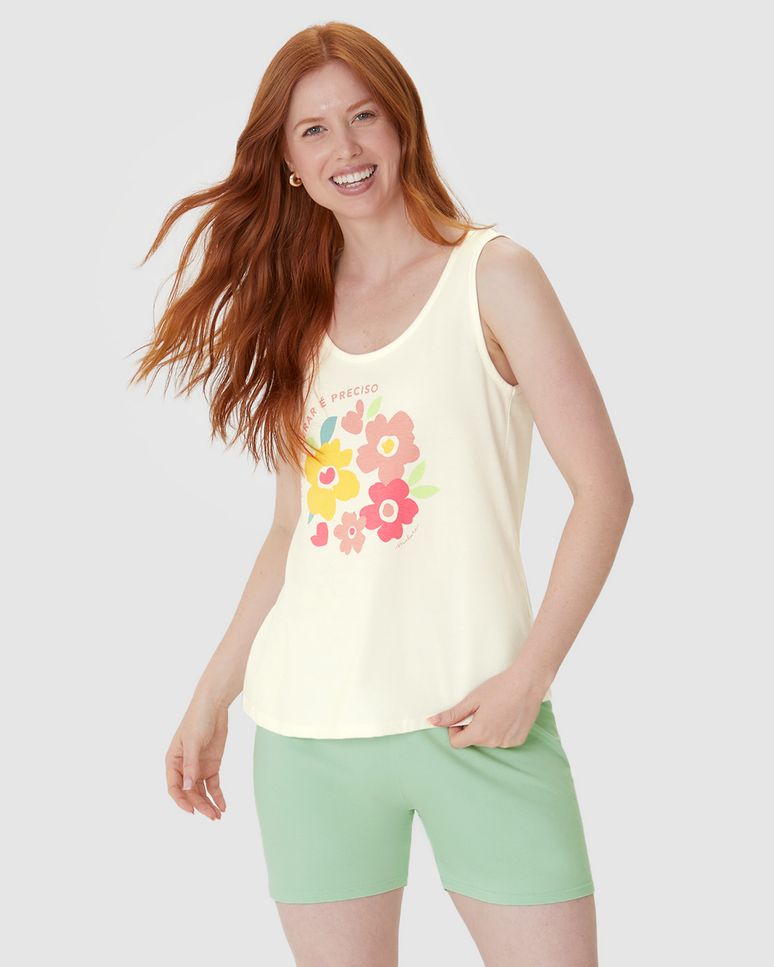 Pijama Curto Feminino Desacelerar É Preciso Em Algodão