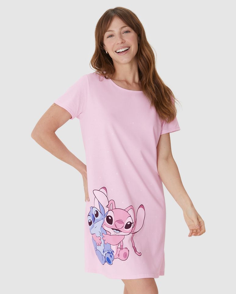 Camisola Feminina Estampa Stitch Disney Em Algodão