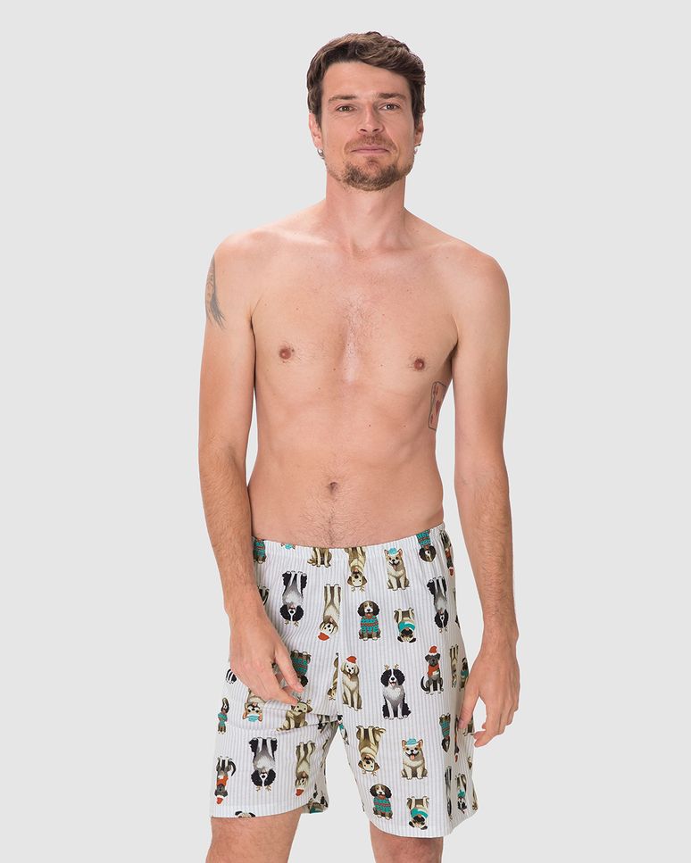 Shorts Masculino De Pijama Estampado Em Algodão