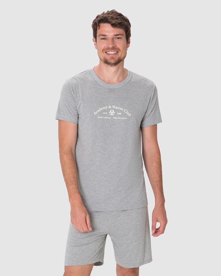 Pijama Curto Masculino Academy & Soccer Club Em Viscose Stretch