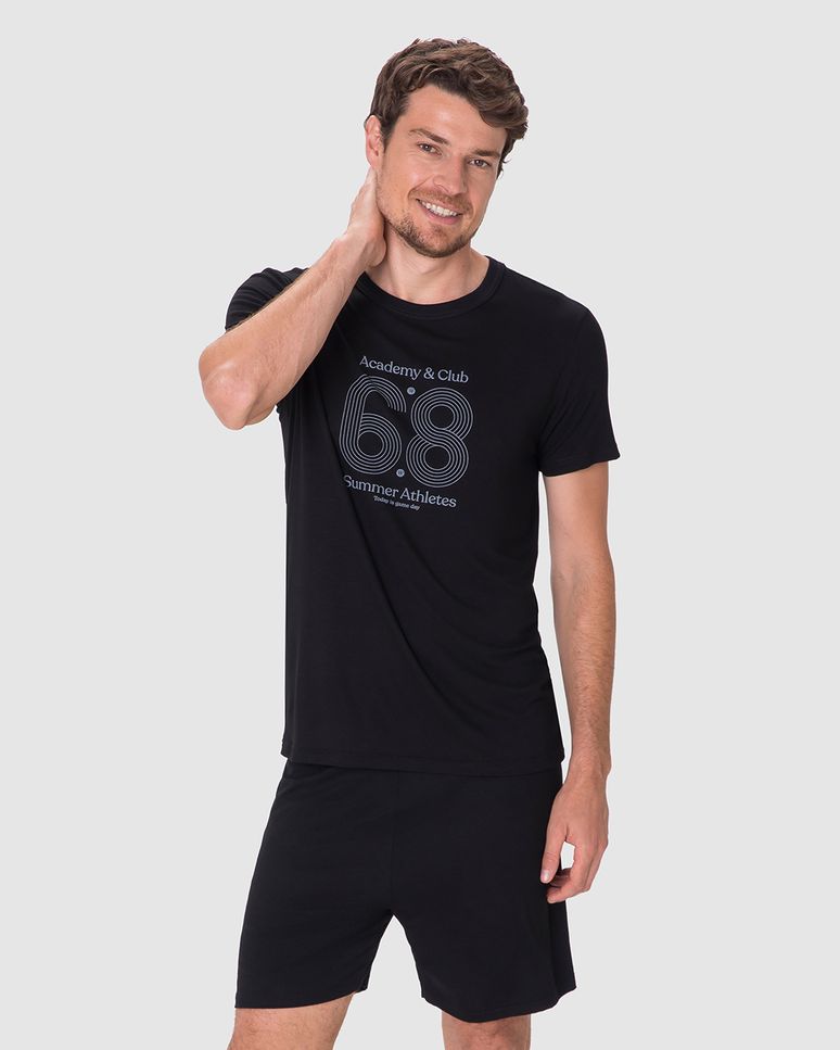 Pijama Curto Masculino Academy & Club Summer Athletes Em Viscose Stretch