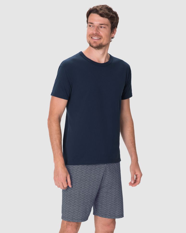 Pijama Curto Masculino Shorts Estampa Digital Em Algodão
