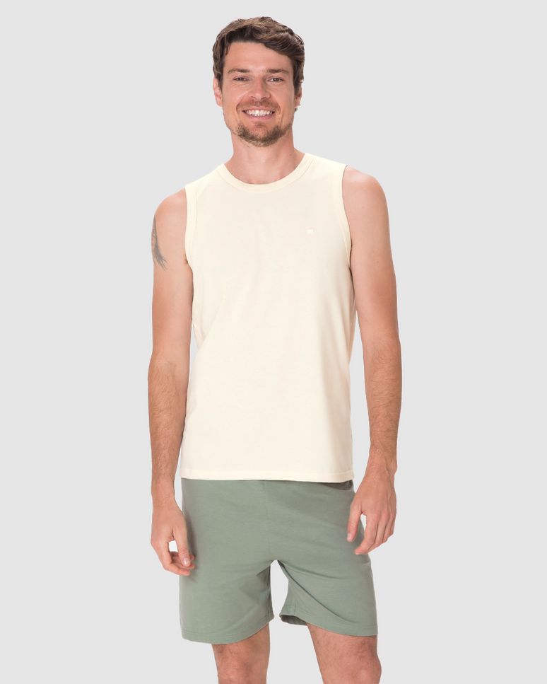 Pijama Curto Masculino Regata Alça Larga Em Malha Algodão