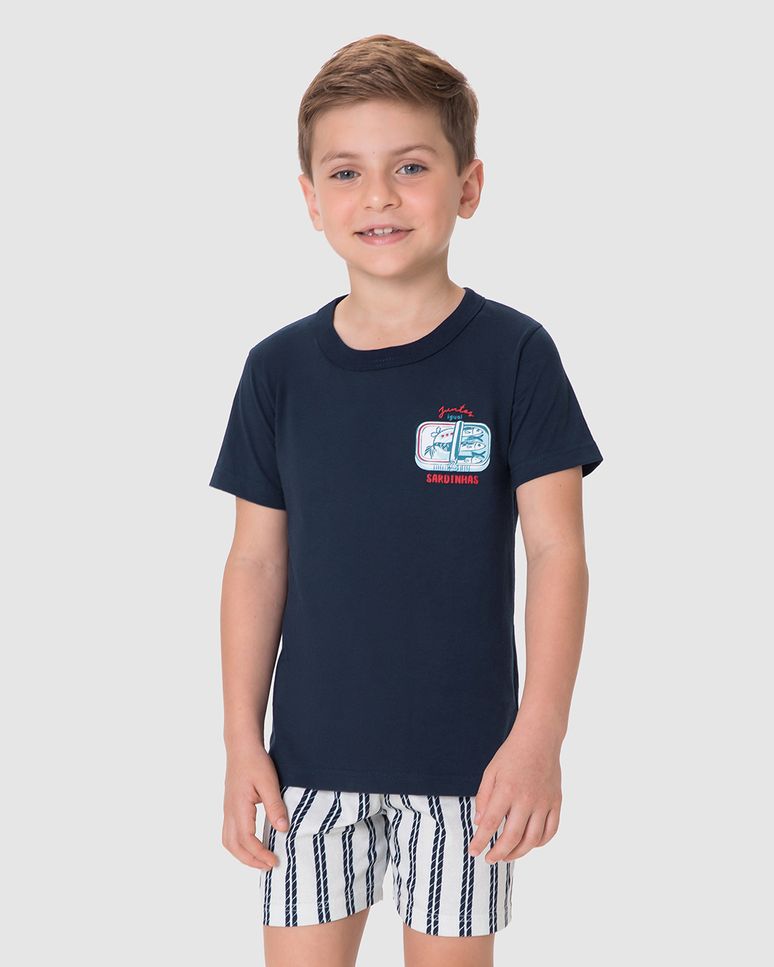 Pijama Infantil Menino Estampa Sardinhas Em Algodão Malwee Kids