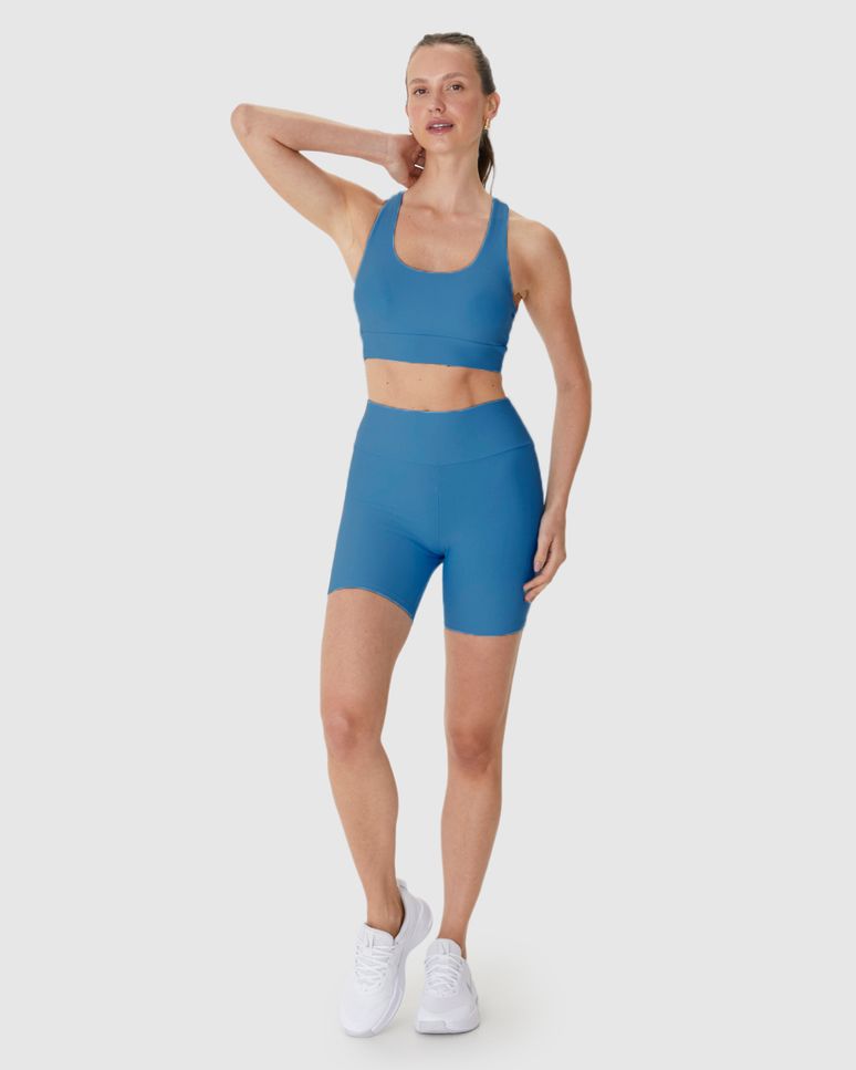 Shorts Esportivo Feminino Justo Em Malha Com Proteção UV50+