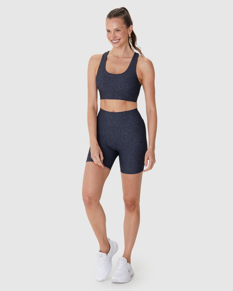 Shorts Esportivo Feminino Justo Em Malha Com Proteção UV50+