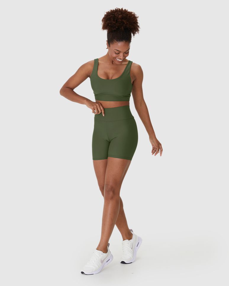 Shorts Esportivo Feminino Bolso Costas Em Malha Dry E Proteção UV50+