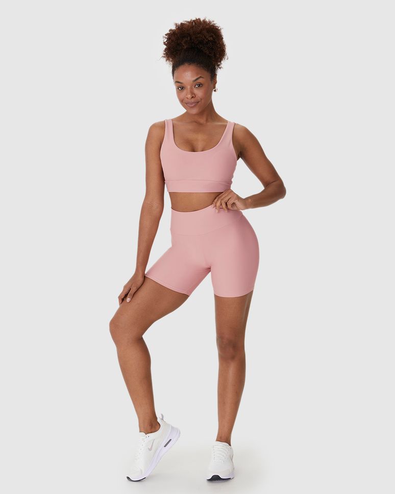 Shorts Esportivo Feminino Bolso Costas Em Malha Dry E Proteção UV50+