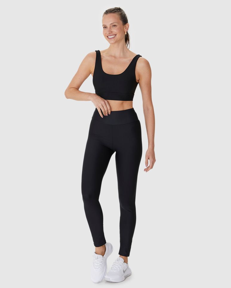 Calça Legging Esportiva Feminina Básica Em Malha Com Proteção UV50+