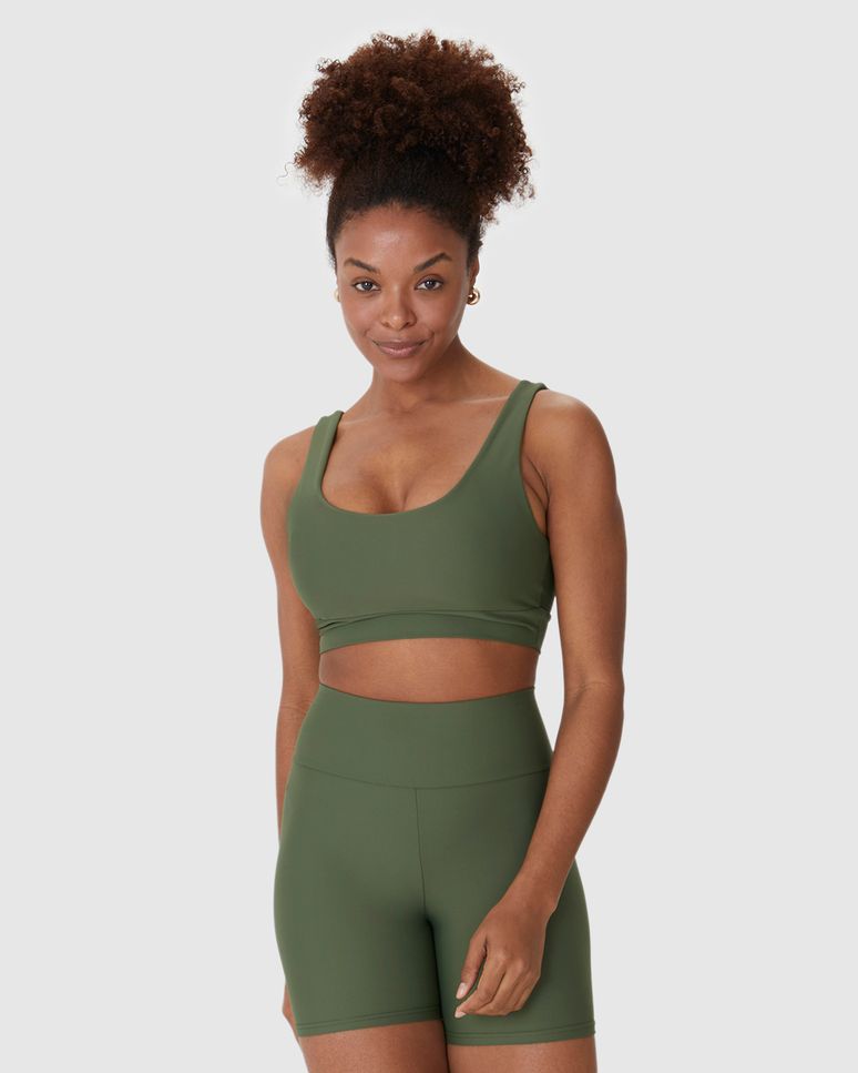 Top Esportivo Decote U Alça Média Em Malha Dry E Proteção UV50+