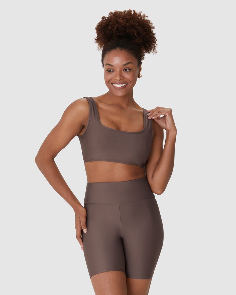 Top Regata Esportivo Decote Quadrado Bojo Removível Em Malha Stretch