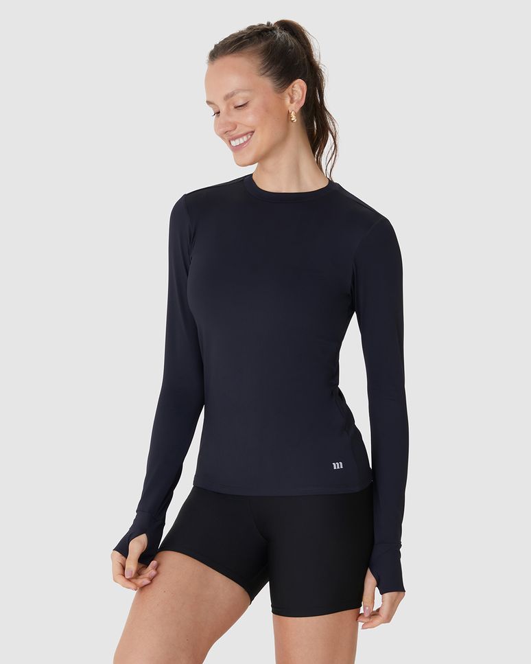 Blusa Esportiva Feminina Manga Com Abertura Para Dedo Em Dry E Proteção UV50+