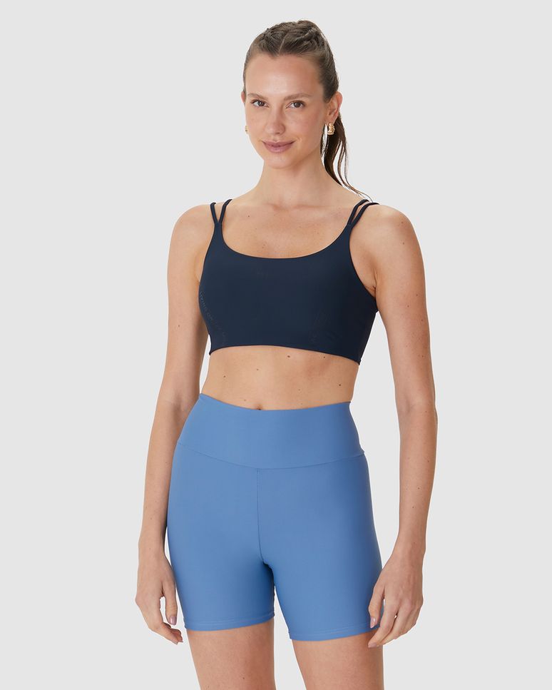 Top Regata Esportivo Alça Fina Dupla Em Malha Dry E Proteção UV50+