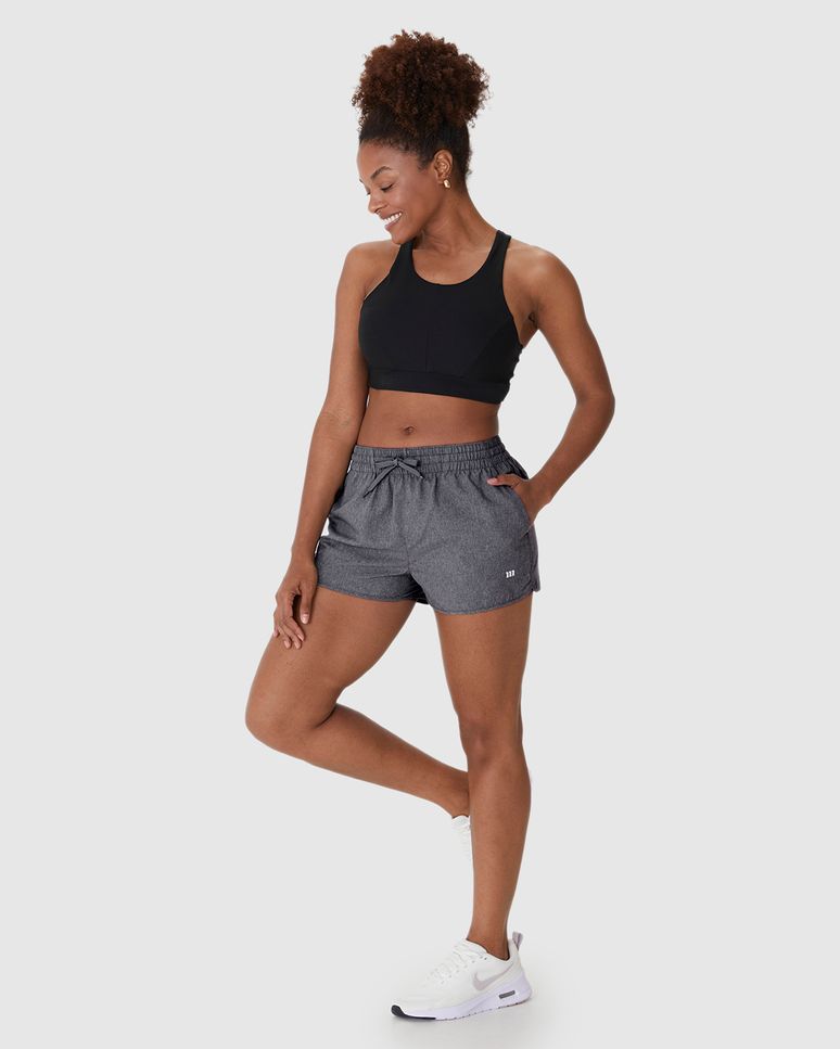 Shorts Esportivo Feminino Runner Cadarço Frontal Em Tafetá