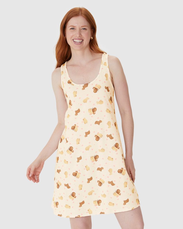 Camisola Feminina Slim Nadador Estampa Digital Em Algodão