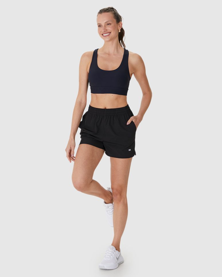 Shorts Esportivo Feminino Runner Bolso Faca Em Tafetá Com Elastano