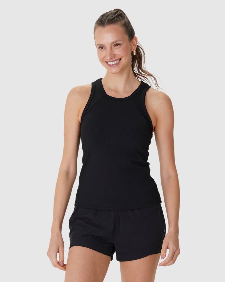 Regata Esportiva Feminina Justa Em Malha Canelada