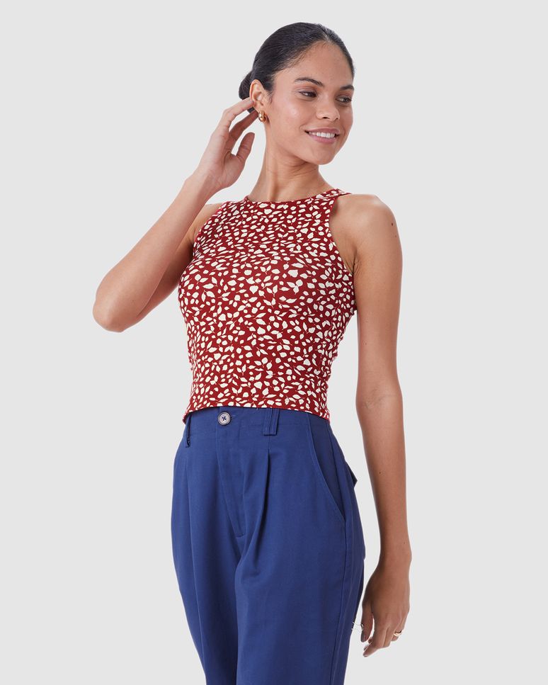 Regata Justa Feminina Estampada Em Algodão