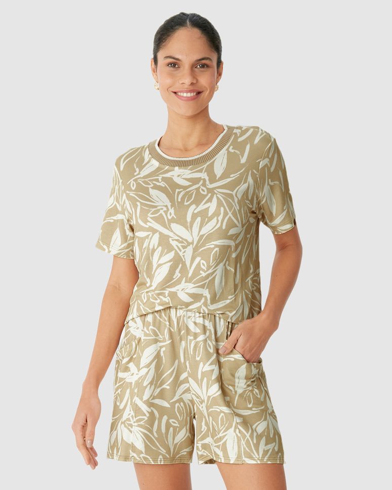 Blusa Feminina Estampada Decote Retilínea Em Moletinho De Viscose