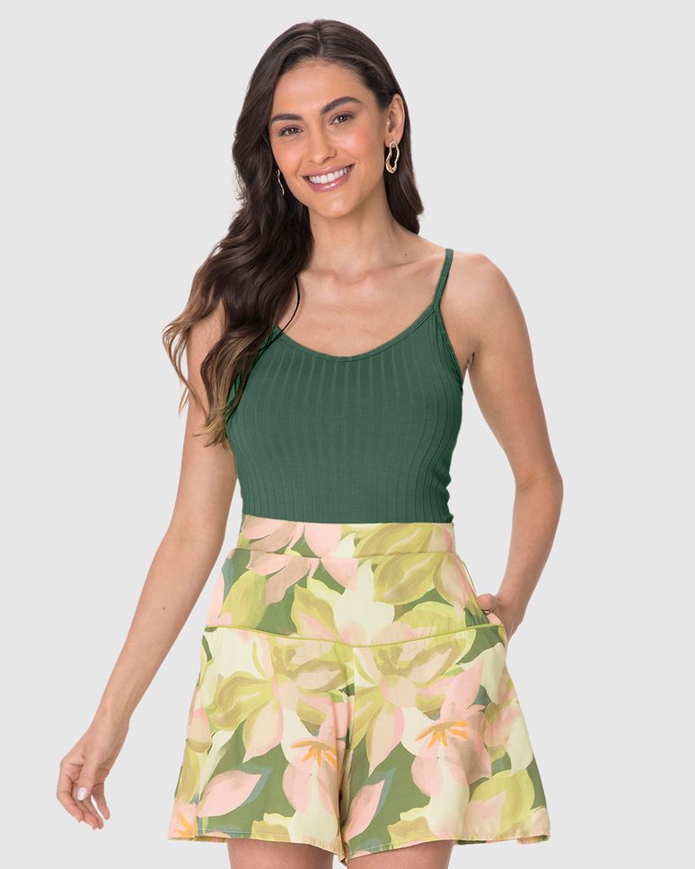 Regata Básica Feminina Alça Fina Em Canelada De Viscose