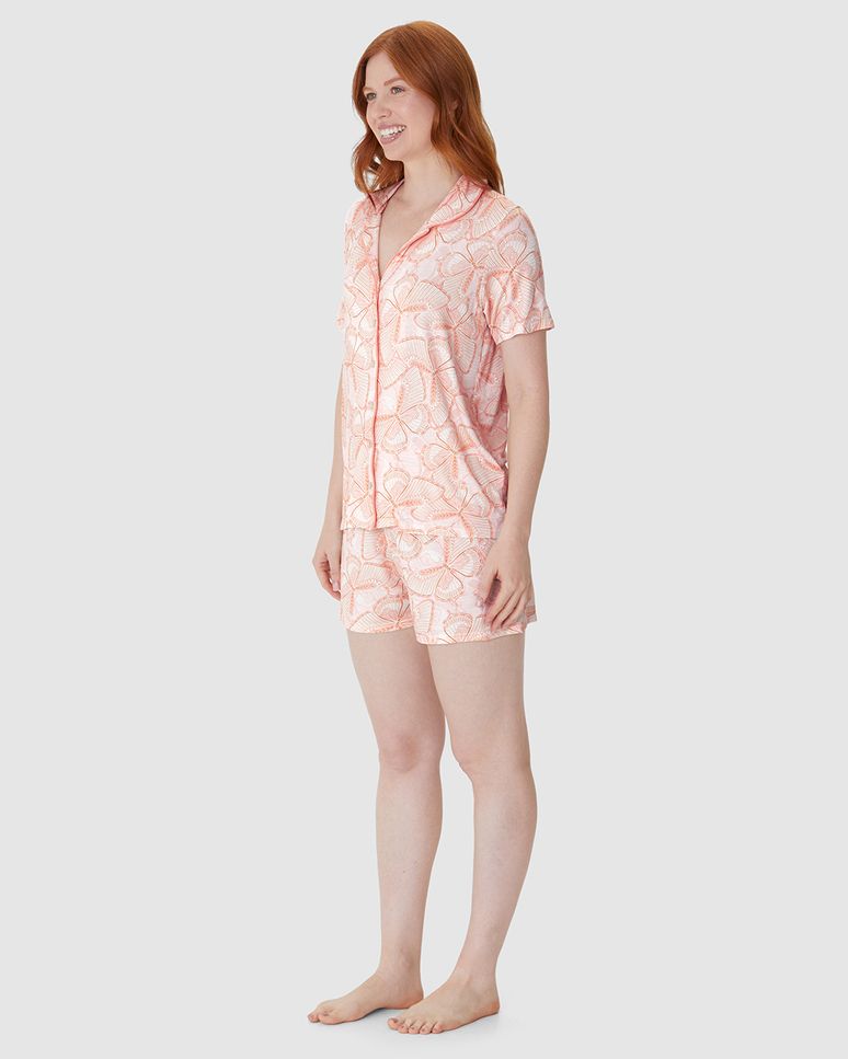 Pijama Curto Feminino Americano Estampa Corrida Digital Em Viscose Stretch