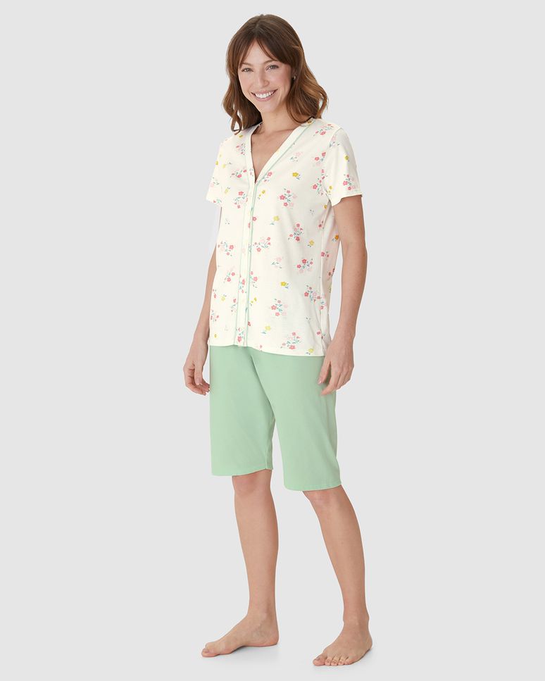 Pijama Curto Feminino Bermuda Ciclista Em Malha Algodão