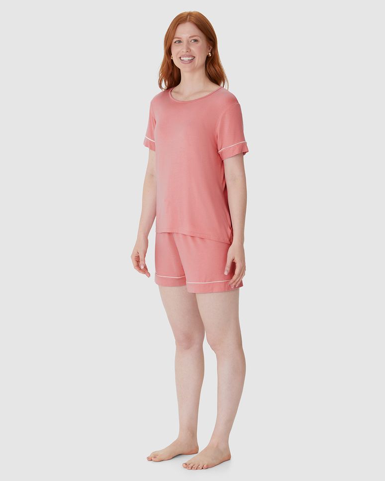 Pijama Curto Feminino Shorts Laço Decorativo Em Viscose Stretch