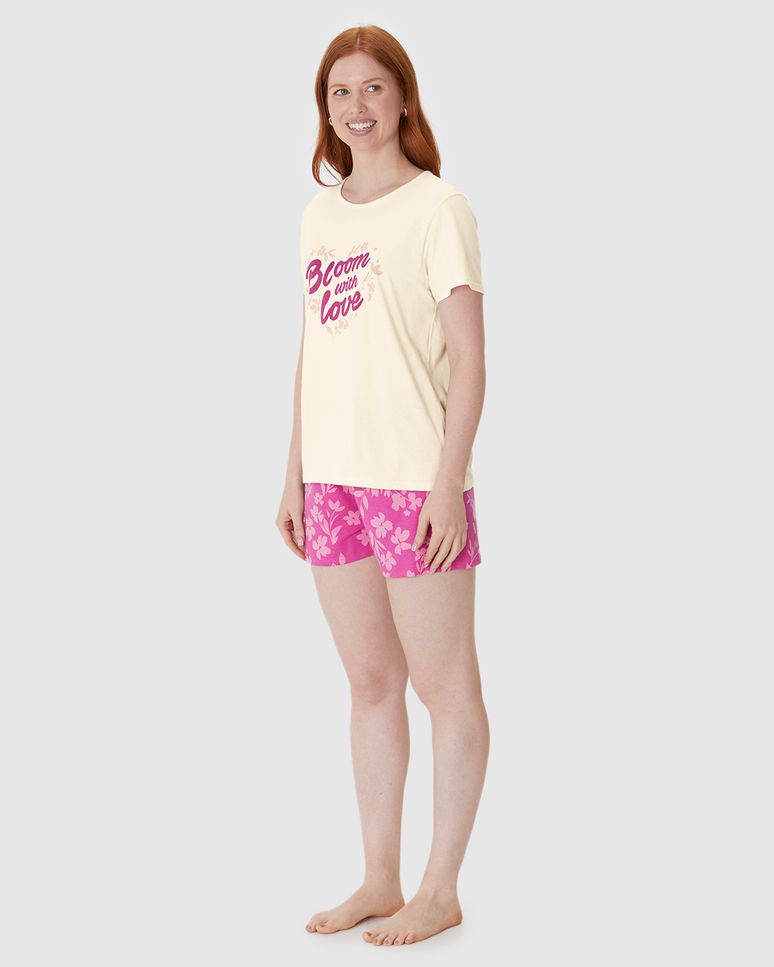 Pijama Curto Feminino Shorts Estampado Em Algodão