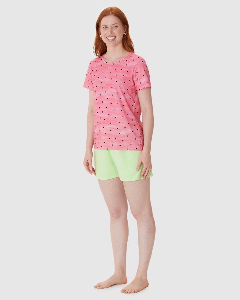 Pijama Curto Feminino Blusa Estampa Digital Em Algodão