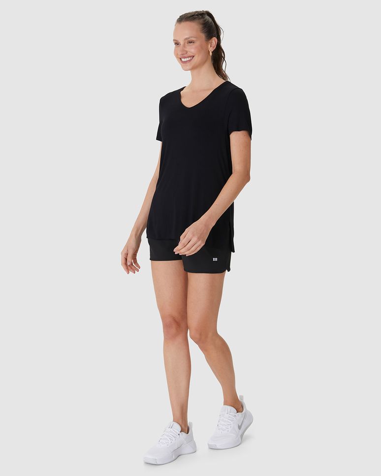 Blusa Esportiva Feminina Reta Fenda Lateral Em Viscose Stretch Malwee Active