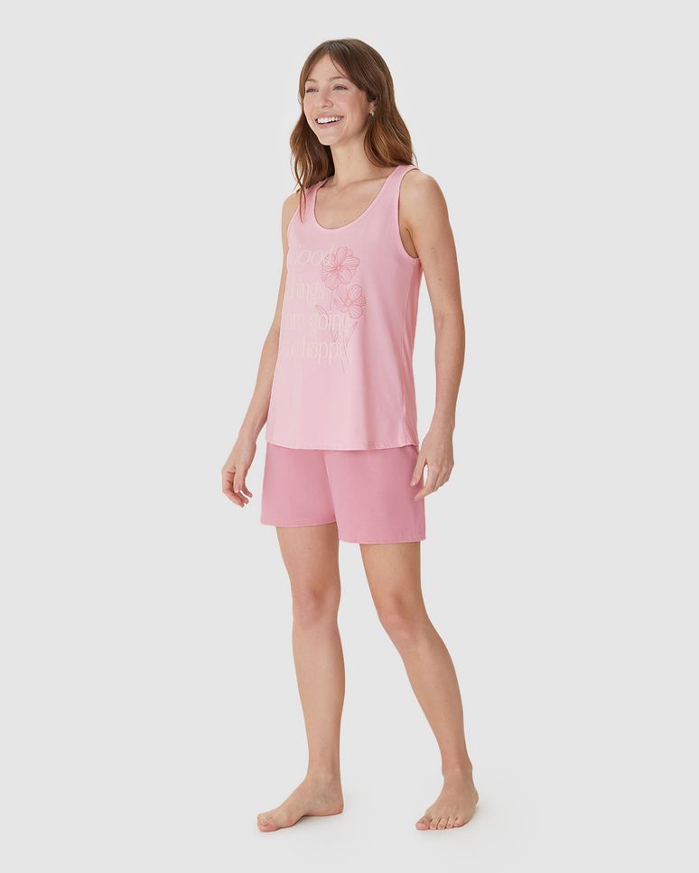 Pijama Curto Feminino Good Things Are Going To Happen Em Algodão