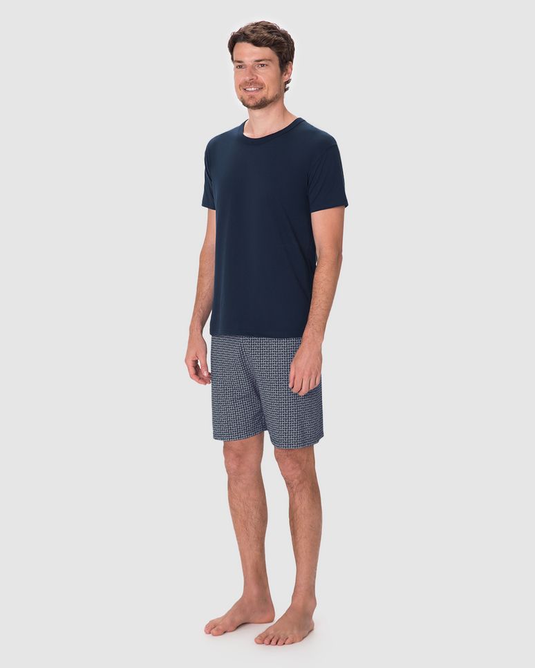 Pijama Curto Masculino Shorts Estampa Digital Em Algodão