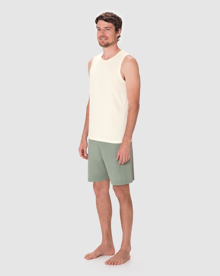 Pijama Curto Masculino Regata Alça Larga Em Malha Algodão