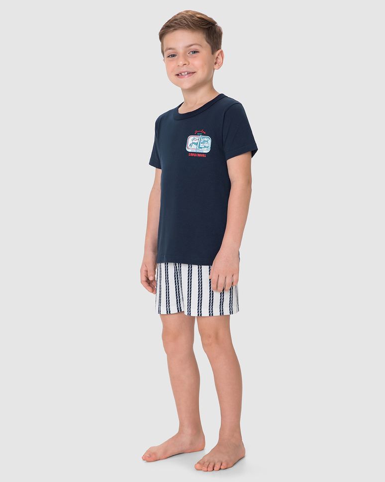 Pijama Infantil Menino Estampa Sardinhas Em Algodão Malwee Kids