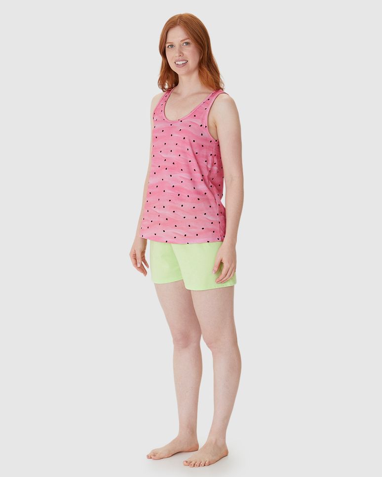 Pijama Curto Feminino Regata Estampa Digital Em Algodão