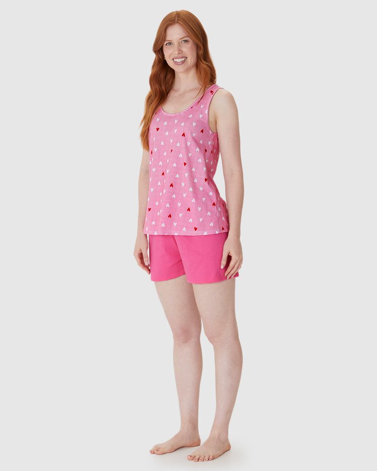 Pijama Curto Feminino Regata Estampa Digital Em Algodão