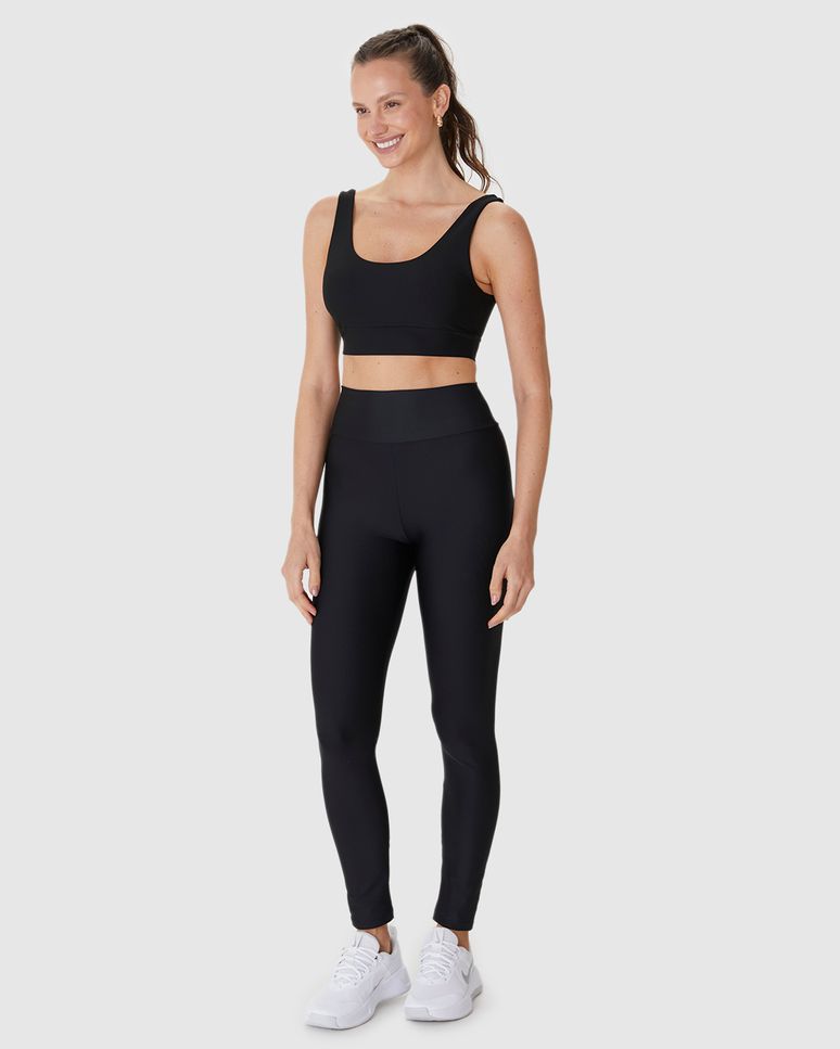 Calça Legging Esportiva Feminina Básica Em Malha Com Proteção UV50+