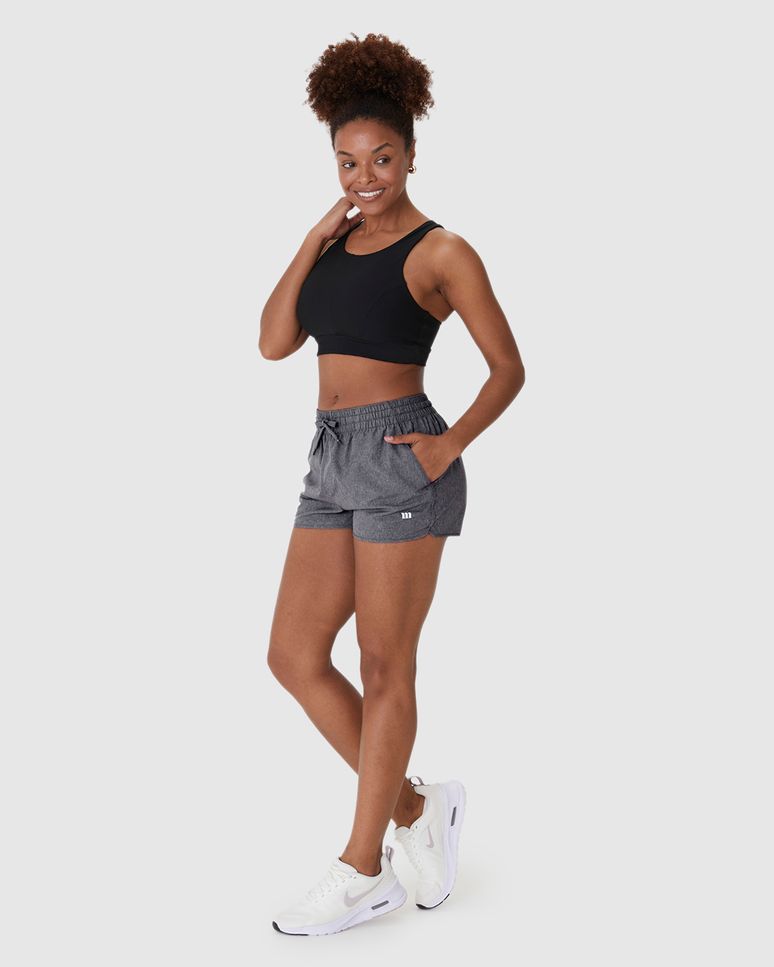 Shorts Esportivo Feminino Runner Cadarço Frontal Em Tafetá