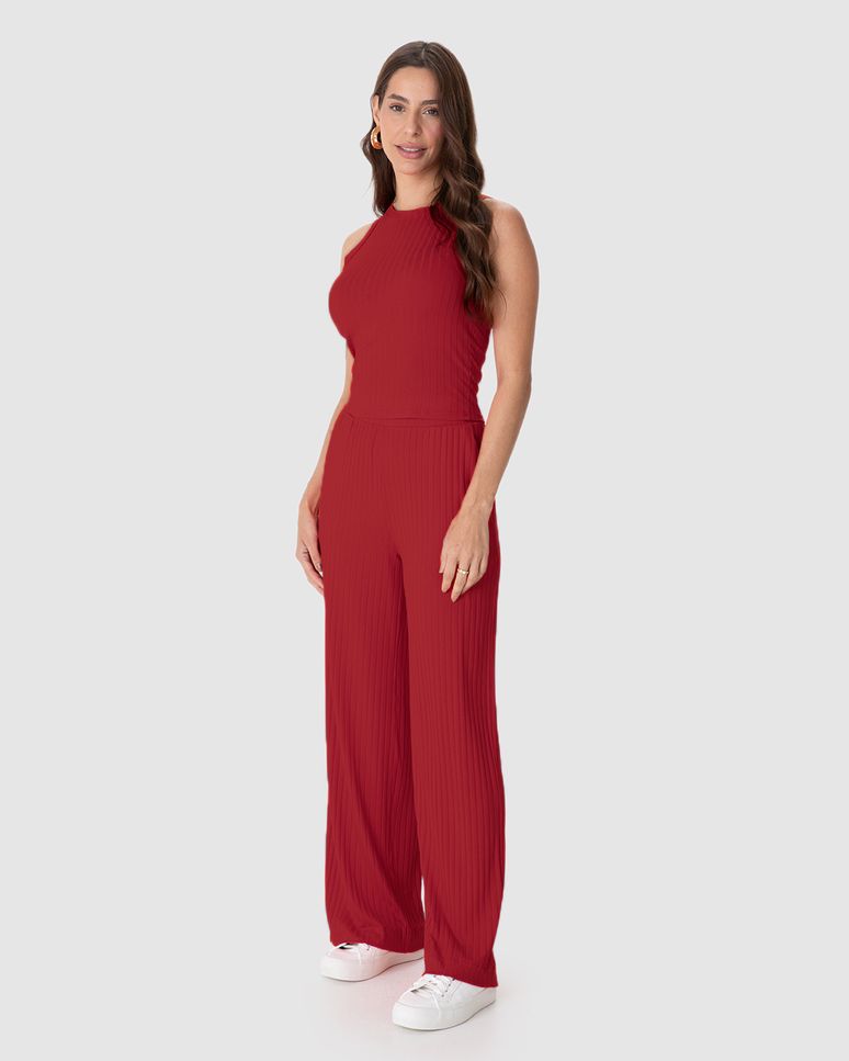 Regata Básica Feminina Long Cropped Em Malha Canelada De Viscose