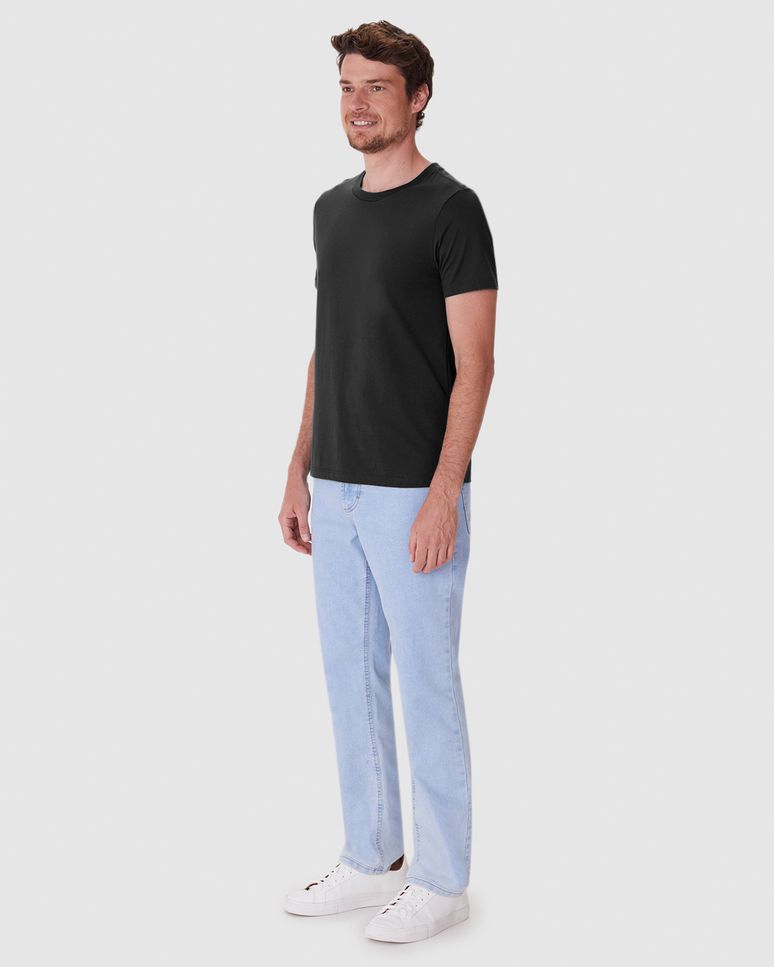 Camiseta Básica Masculina Slim Eiqueta Estampada Em Algodão Pima