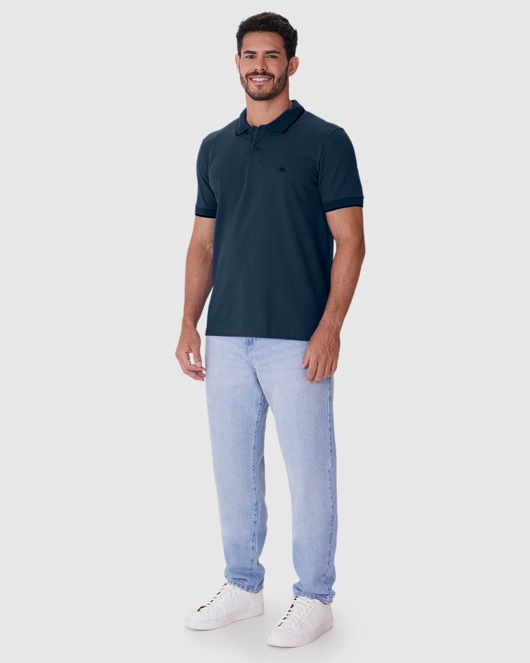 Camisa Polo Básica Masculina Slim Bordado Frontal Em Piquet Premium