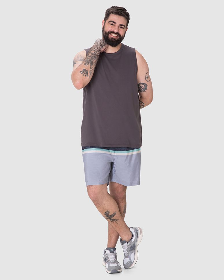 Shorts Masculino Plus Size Cós Com Cadarço Funcional Em Tafetá