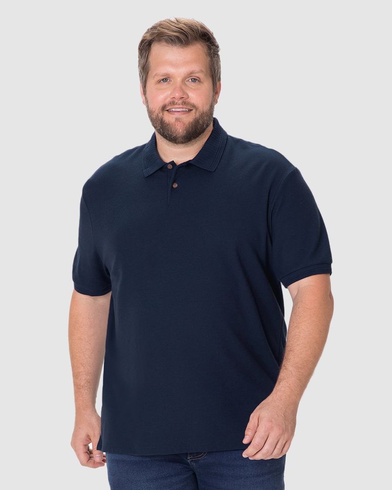 Camisa Polo Masculina Plus Size Abertura Lateral Em Malha Texturizada