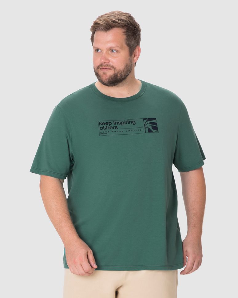 Camiseta Masculina Plus Size Estampa Keep Inspiring Others Em Algodão