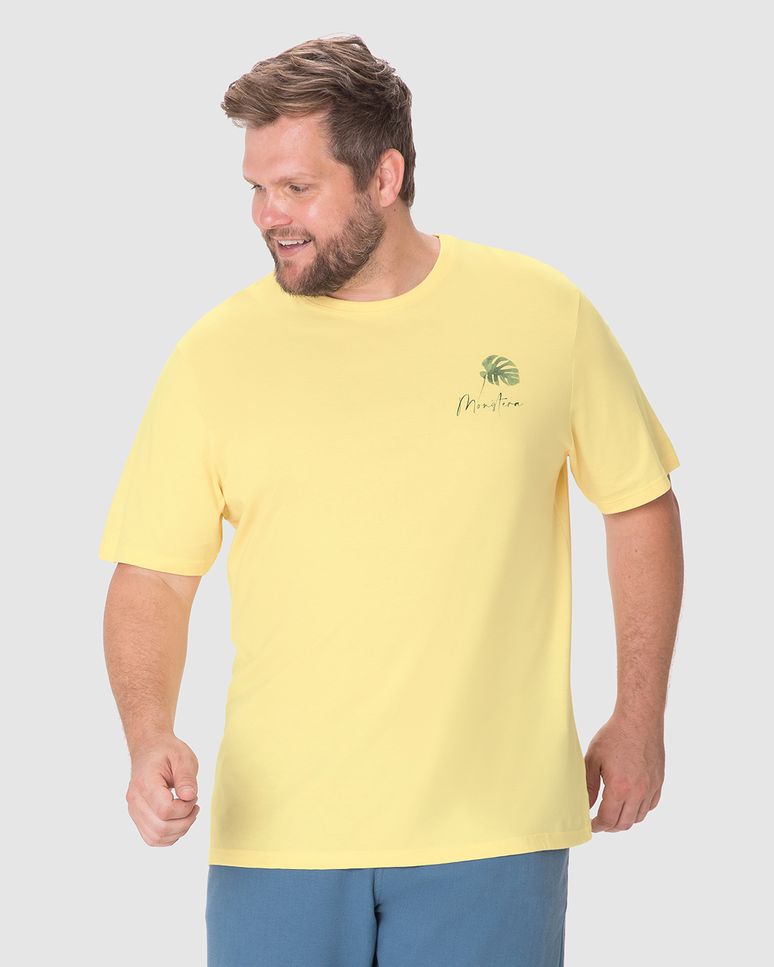 Camiseta Masculina Plus Size Regular Estampa Frente E Costas Em Algodão