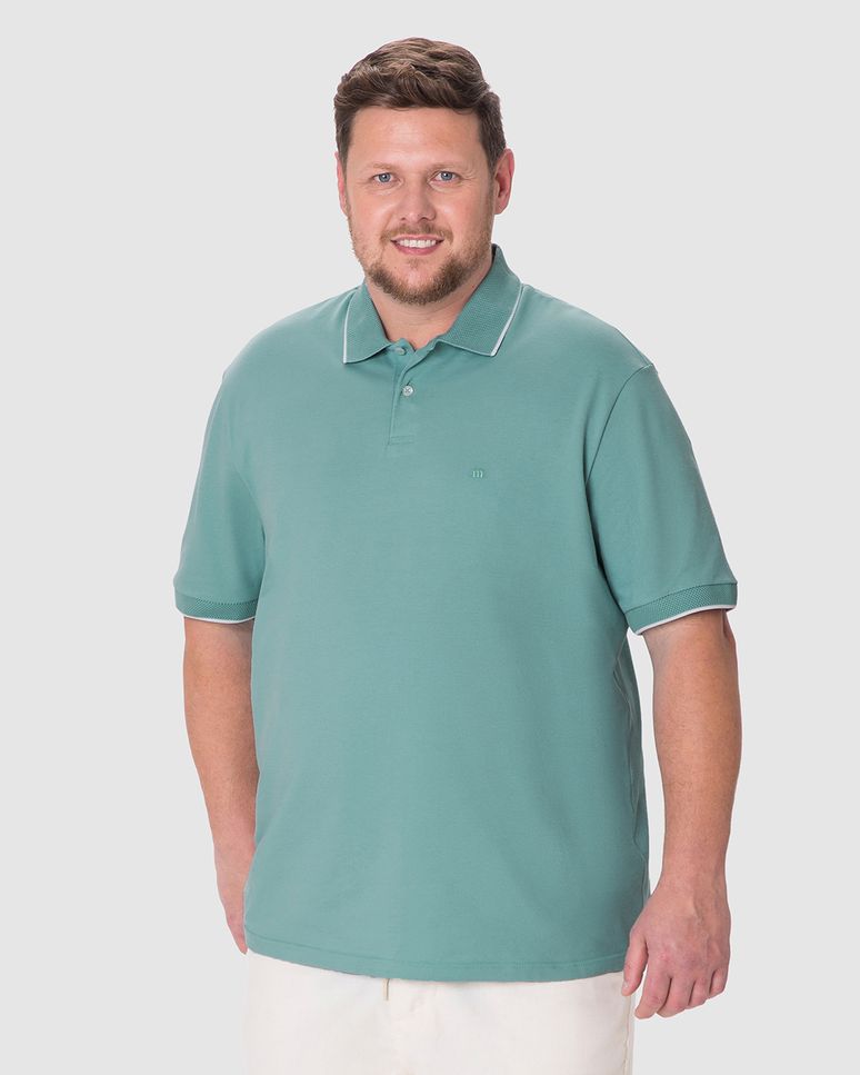 Camisa Polo Masculina Plus Size Regular Em Piquet Stretch