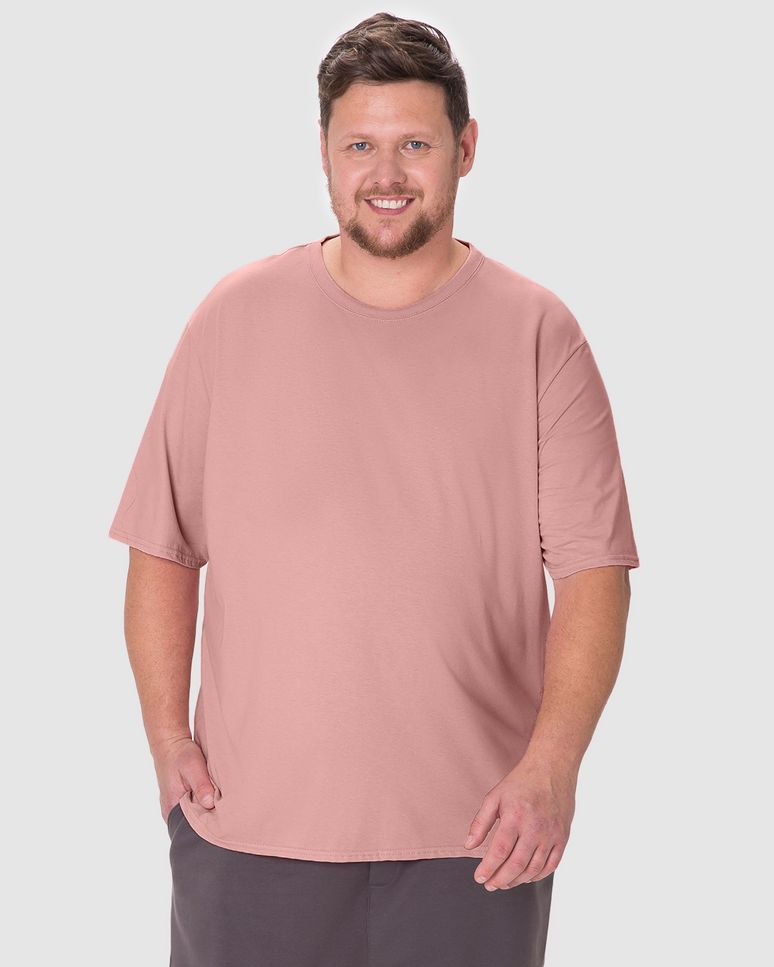 Camiseta Essencial Masculina Plus Size Etiqueta Estampada Em Algodão