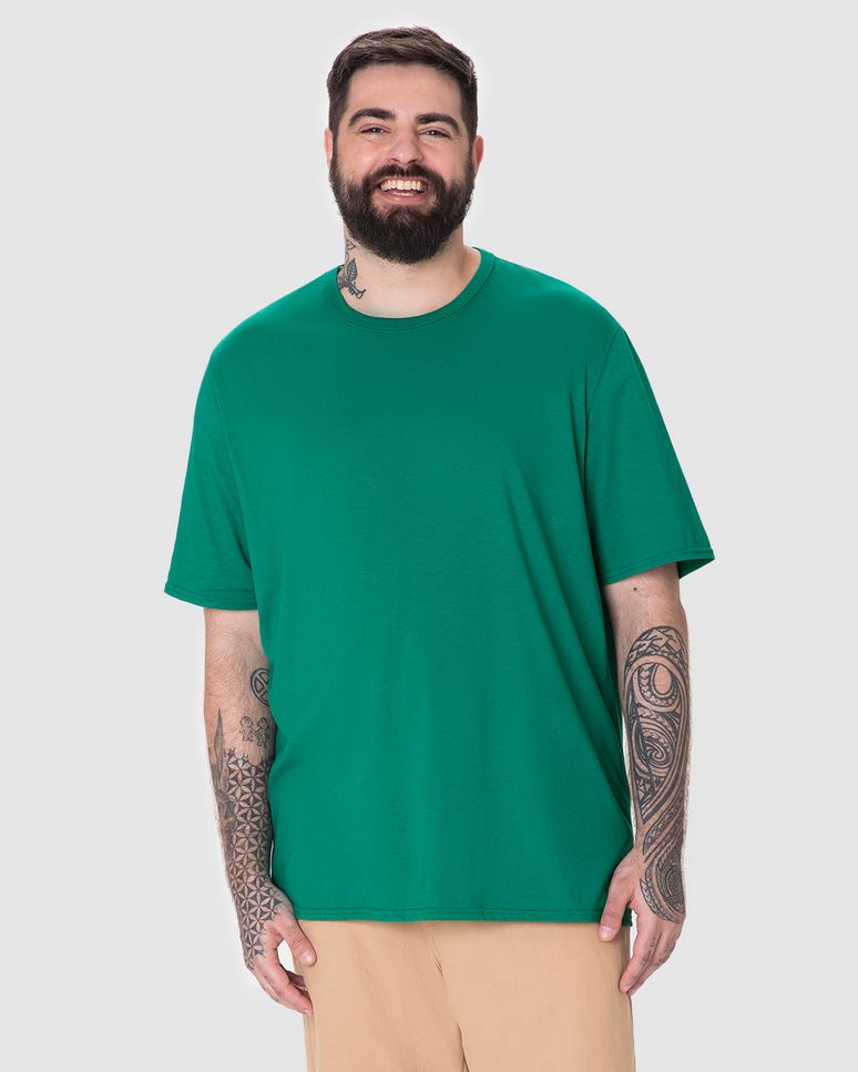 Camiseta Essencial Masculina Plus Size Etiqueta Estampada Em Algodão
