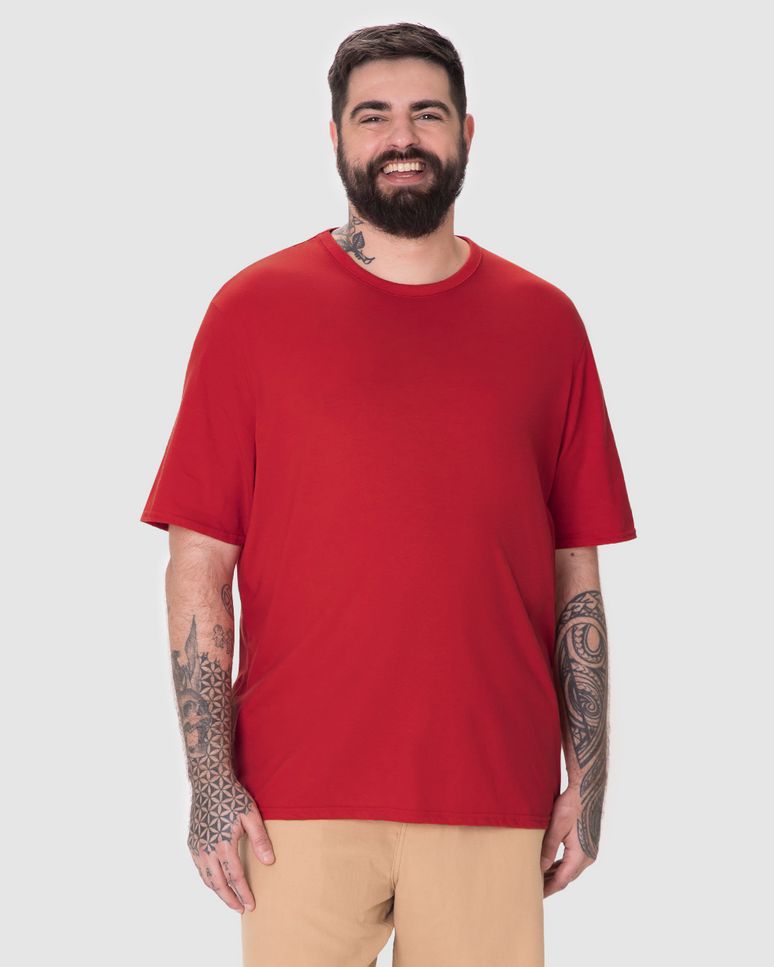 Camiseta Essencial Masculina Plus Size Etiqueta Estampada Em Algodão