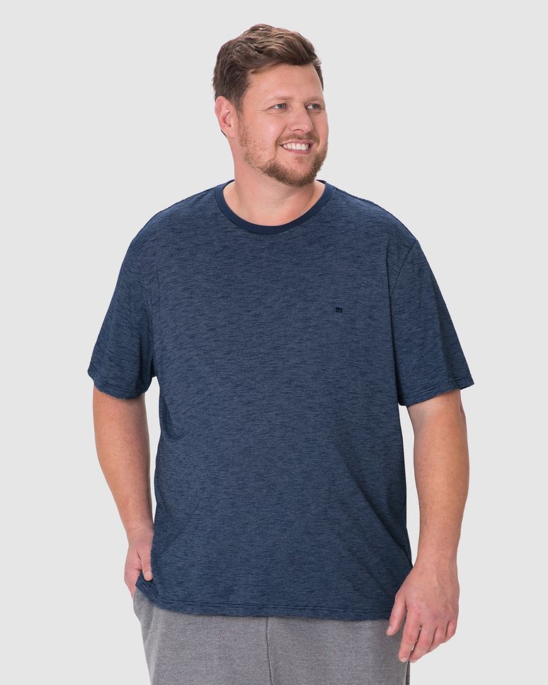 Camiseta Básica Masculina Plus Size Regular Em Malha Fio A Fio
